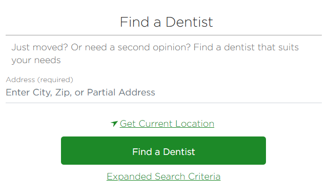 Find a Dentist tool screenshot