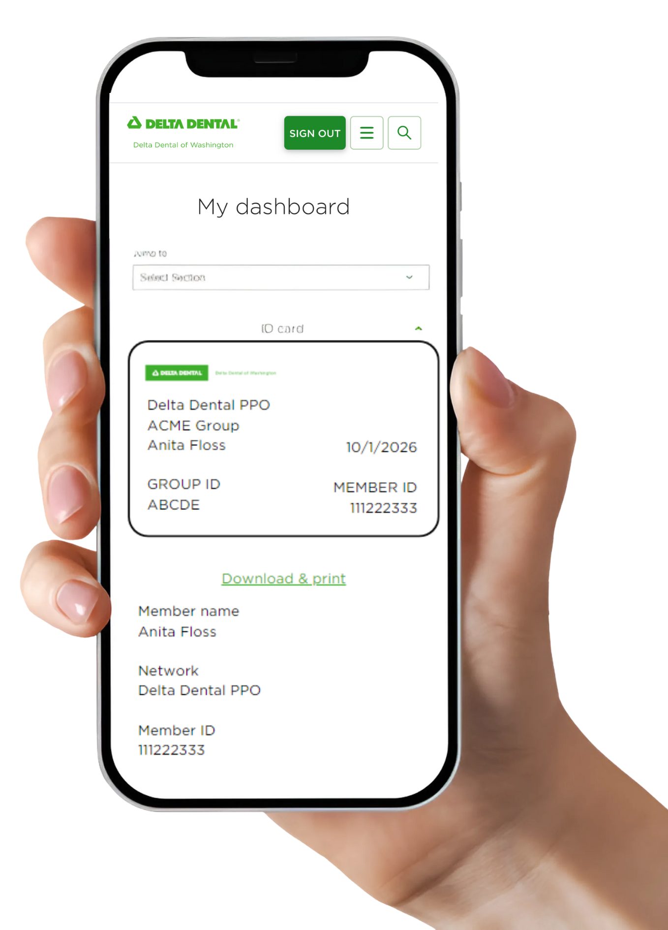 screenshot of mysmile interface on phone