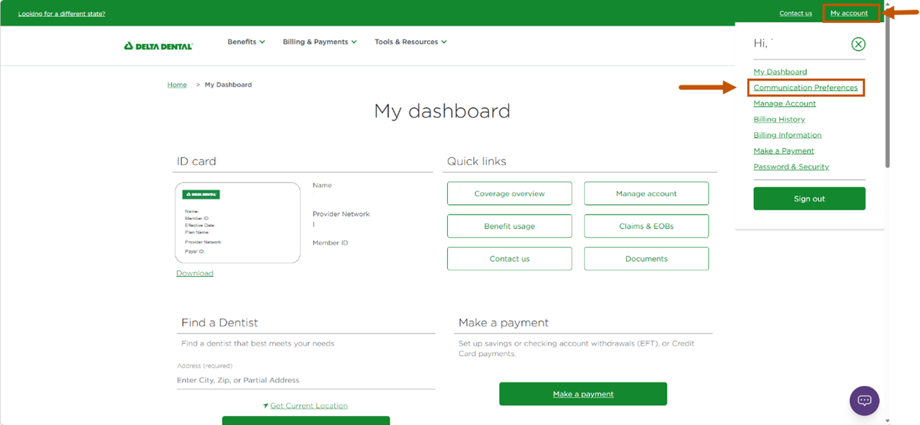 Open My account and choose Communications Preferences.