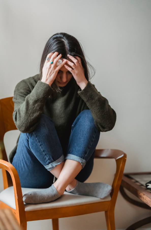 Worried woman looking anxious and anxious