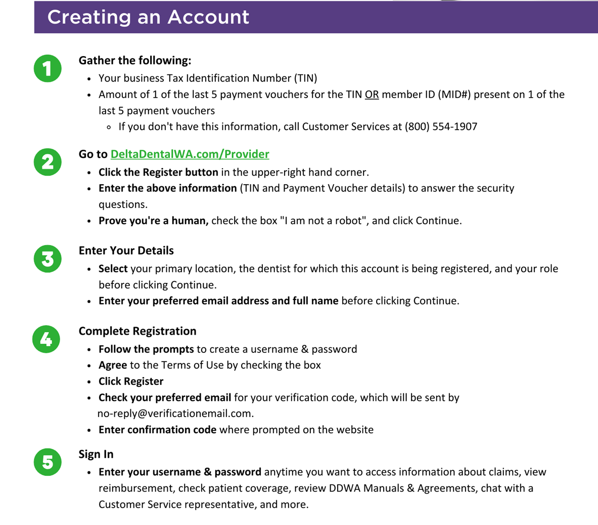 Creating an account